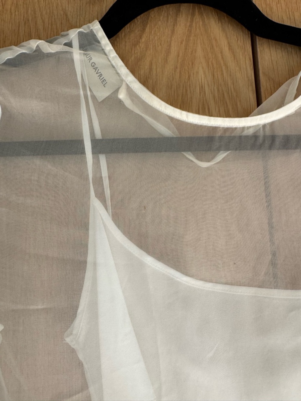 Mansur Gavriel White Sheer Midi Dress with Slip - Picture 2 of 10